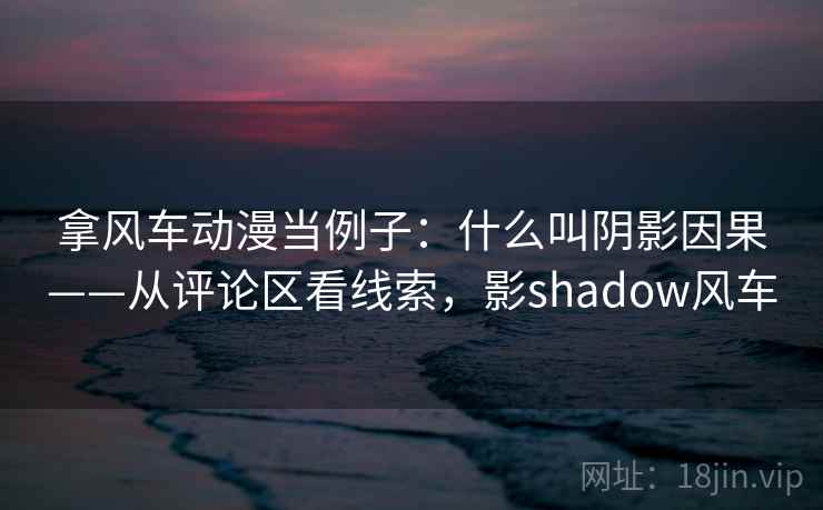 拿风车动漫当例子：什么叫阴影因果——从评论区看线索，影shadow风车