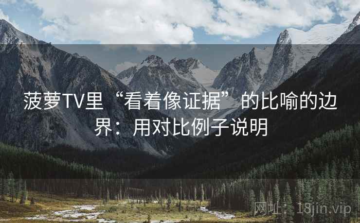 菠萝TV里“看着像证据”的比喻的边界：用对比例子说明